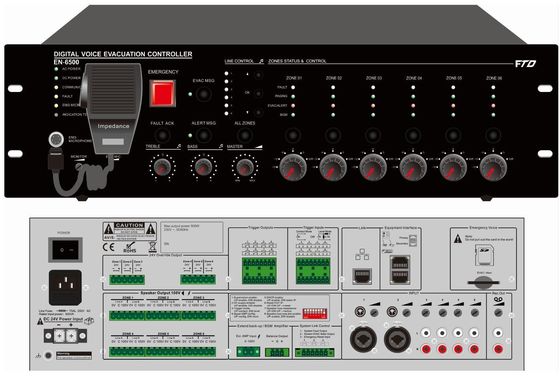 声の避難システム500w 6地帯のEvacのコントローラーのデジタル音声の避難システム